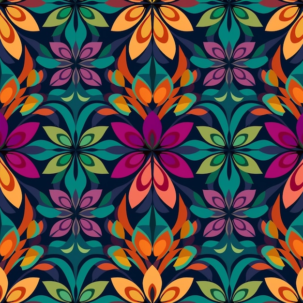 Kolorowy wzór z motywem kwiatowym