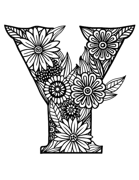 Zdjęcie kolorowy z literą y i kwiatami