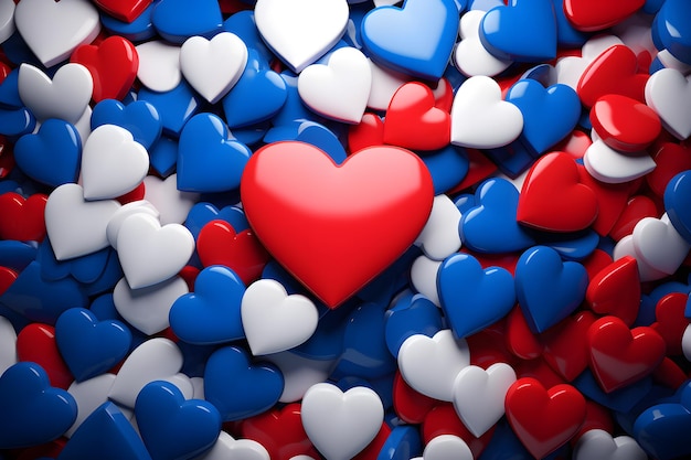 Kolory miłości Niebieskie i czerwone serca na białym tle