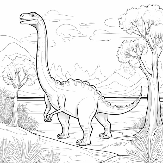 Kolorystyka Dino Oasis Serene Brachiosaurus z żywymi drzewami