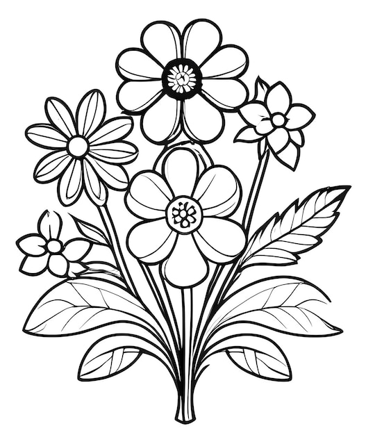 Zdjęcie kolorystyka dla dzieci piękne kwiaty kolorystyka przeciwstresowa zarys wzór kwiatowy