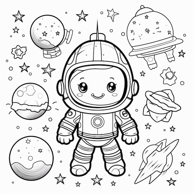 Zdjęcie kolorystyka kawaii space dla dzieci