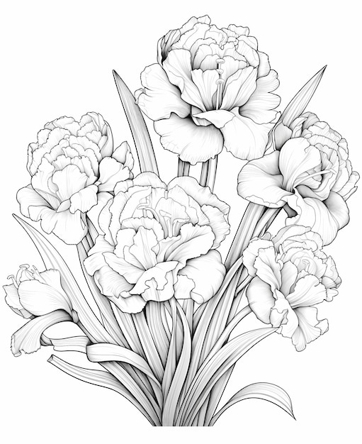 Zdjęcie koloryzacja dla dorosłych pokojowe obrazy uważność piękne kwiaty tulipany