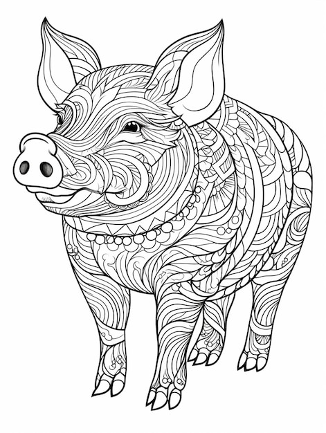 koloryzacja świni z dużą głową i dużym nosem