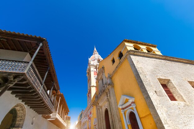 Kolumbia Cartagena Walled City Cuidad Amurrallada i kolorowe budynki w historycznym centrum miasta