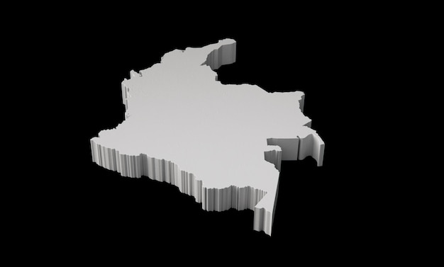 Kolumbia Mapa 3D Geografia Kartografia i topologia czarno-biała ilustracja 3D