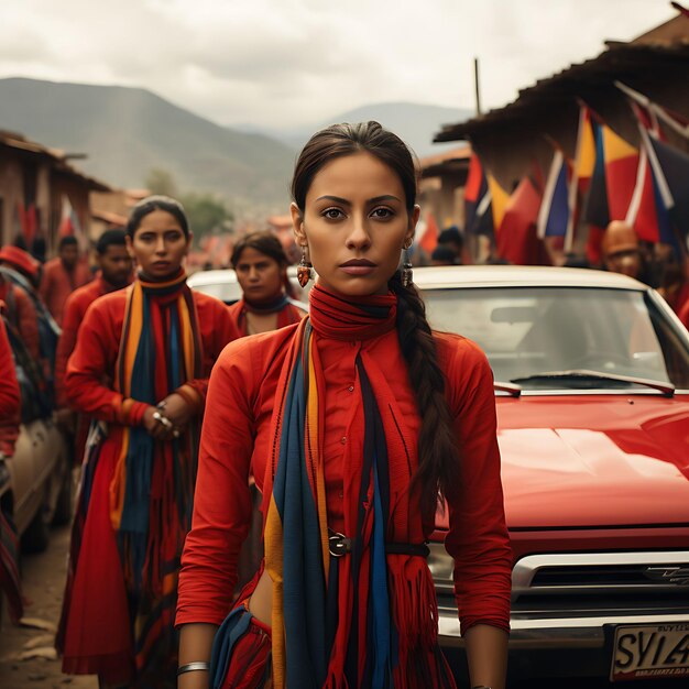 Zdjęcie kolumbijczycy świętują swoją tętniącą życiem kulturę i dumę narodową tradycyjnymi flagami