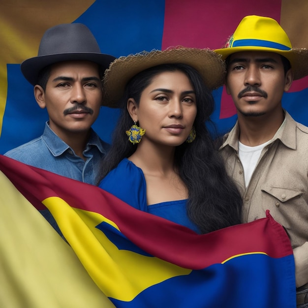 Zdjęcie kolumbijczycy ze swoją flagą darmowe zdjęcie lub obraz