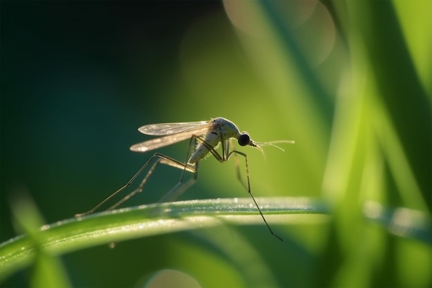 Komar komara na źdźbłach trawy w Beautiful