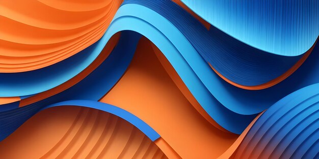Kombinacja pomarańczowej i niebieskiej linii fali pojedynczej warstwy 3d widok tapety 8k HD rozdzielczość atrakcyjna