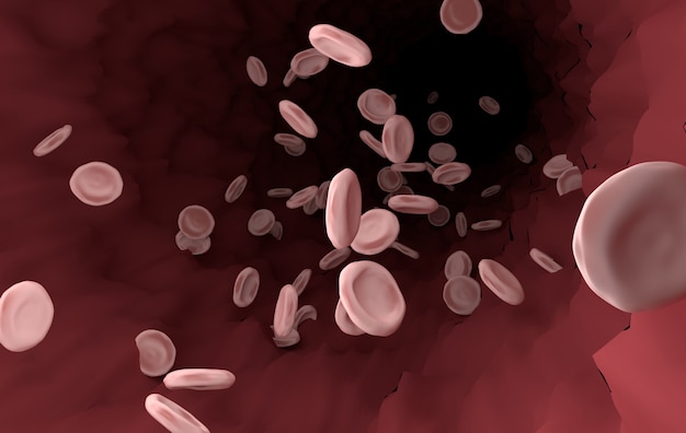 Komórka krwi w szorstkim naczyniu krwionośnym