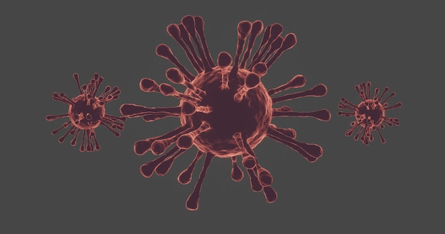 Komórki koronawirusa na szarym tle
