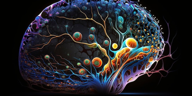 komórki mózgowe są ze sobą połączone, kreatywna ai