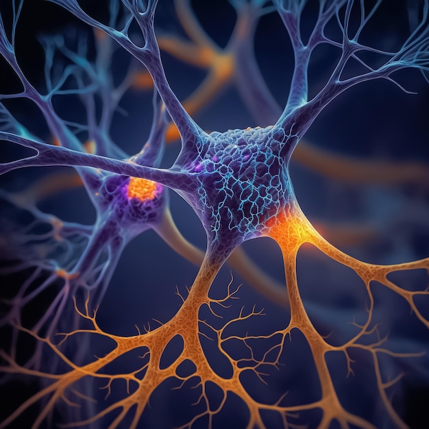 Komórki mózgowe sieci neuronowej Ludzki układ nerwowy i koncepcja aktywności mózgu Generacyjna sztuczna inteligencja