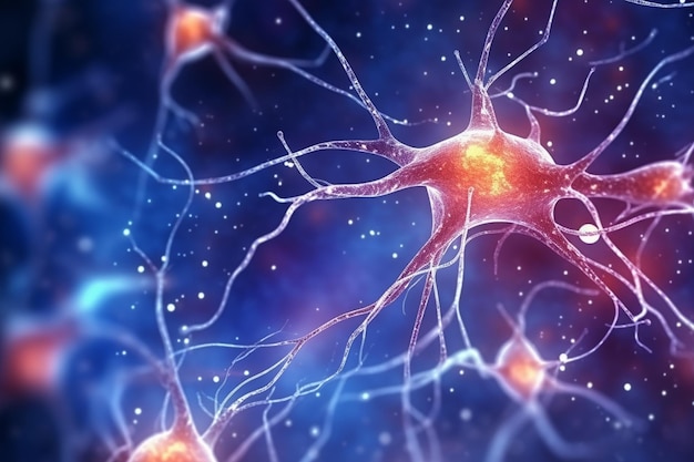 Komórki neuronalne w mózgu neuronauka naukowa neuronauka mózg biologia medyczna Generatywna sztuczna inteligencja