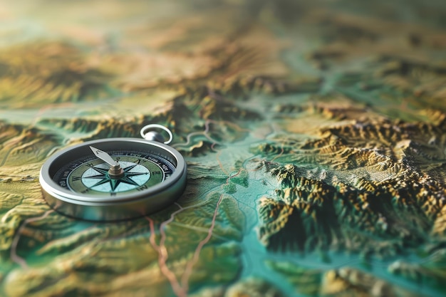 Kompas i mapa w koncepcji nawigacji i przygody