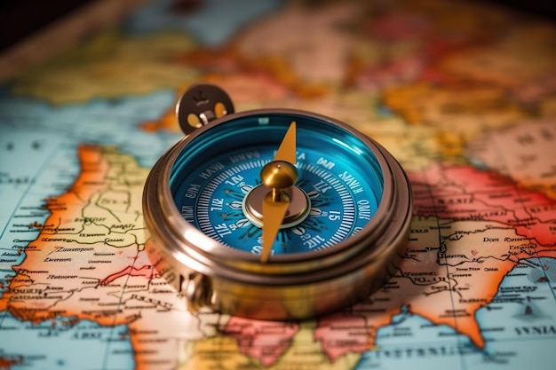 Kompas magnetyczny na mapie świataGeografia podróży