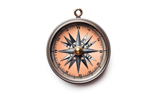 Kompas na białym tle Narzędzie nawigacyjne do kierowania i orientacji