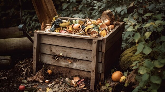 Zdjęcie kompostownik z odpadami kuchennymi