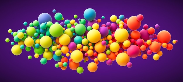 Kompozycja abstrakcyjna z kolorowymi losowymi kulami latającymi Kolorowe tęczy matowy miękkie kulki