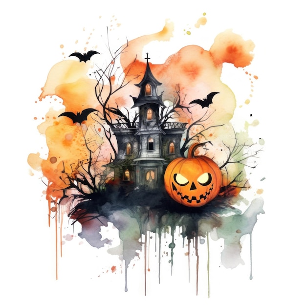 Kompozycja akwareli Halloween Ilustracja AI Generative