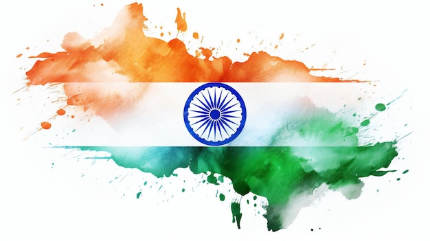 Kompozycja akwarelowa indyjskiej flagi jako tło