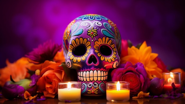 Kompozycja czaszki dia de los muertos