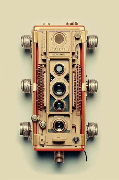 Kompozycja kamery vintage o dużym kącie