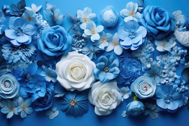 Kompozycja kwiatów dla niebieskiego poniedziałku