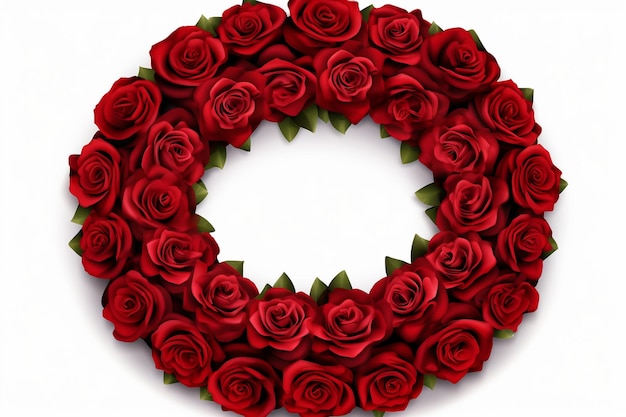 Kompozycja kwiatów wykonana z czerwonych róż i płatków
