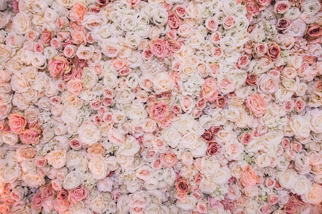 Zdjęcie kompozycja różowo-pomarańczowych i brzoskwiniowych kwiatów róż