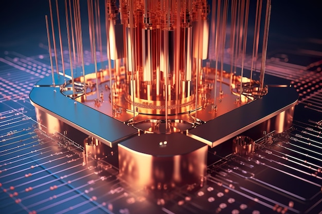 Komputer kwantowy z bliska futurystycznej technologii generatywnego obrazu ai