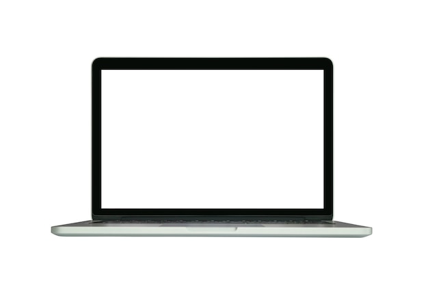 Zdjęcie komputer przenośny z pustym ekranem na białym tle