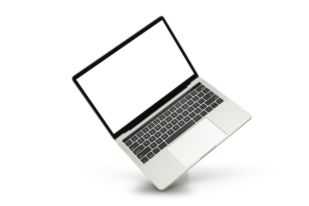 Komputer stacjonarny macbook laptop 3d realistyczne renderowanie makieta ekranu na białym tle