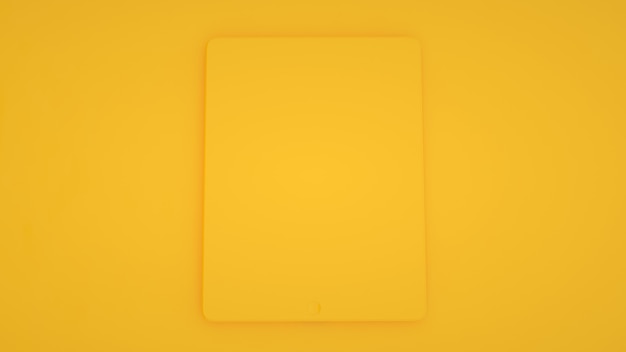 Komputer typu Tablet na białym tle na żółtym modnym kolorze tła