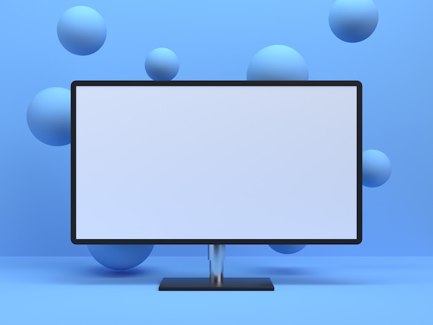 Zdjęcie komputer wyświetla pusty ekran monitor makieta renderowania 3d