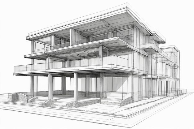 Zdjęcie komputerowo wygenerowany szkic planu architektonicznego