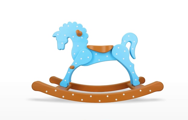 Koń to drewniana zabawka huśtawka wykonana z drewna pomalowanego farbą środowiskową piękną