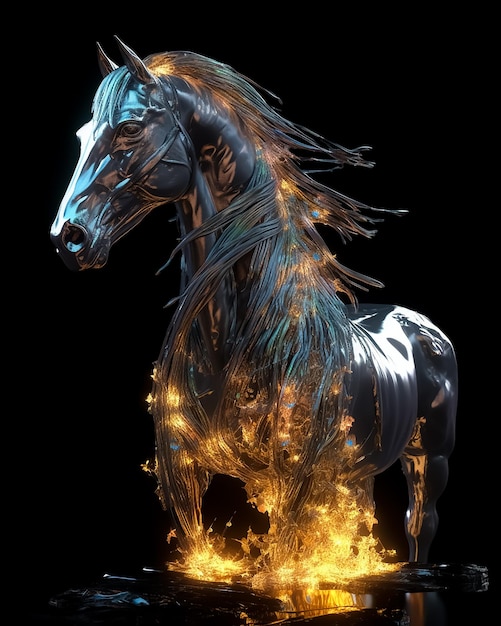 Koń z efektem ognia