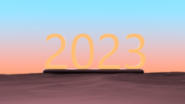 Koncepcja 2023 Rok Rok Kalendarzowy Streszczenie 2023 Transparent Orangeyellow 2023 Na Tle Nieba Z Rozmyciem Renderowania 3d