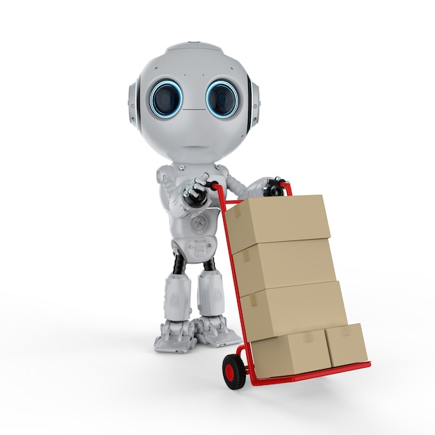 Koncepcja automatycznego magazynu z robotem i wózkiem ręcznym