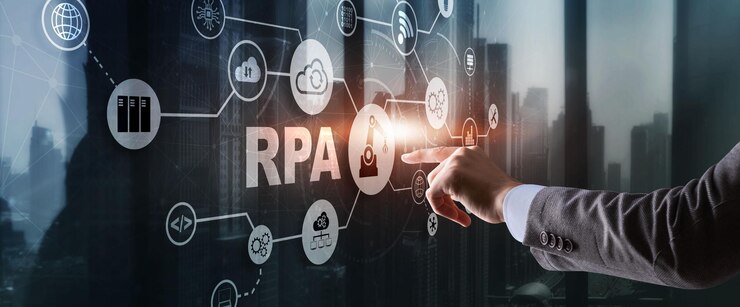 Zdjęcie koncepcja automatyzacji procesów robotycznych rpa na wirtualnym ekranie