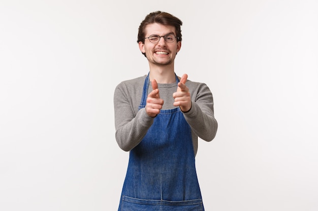 Koncepcja Barista, pracownik kawiarni i barman.