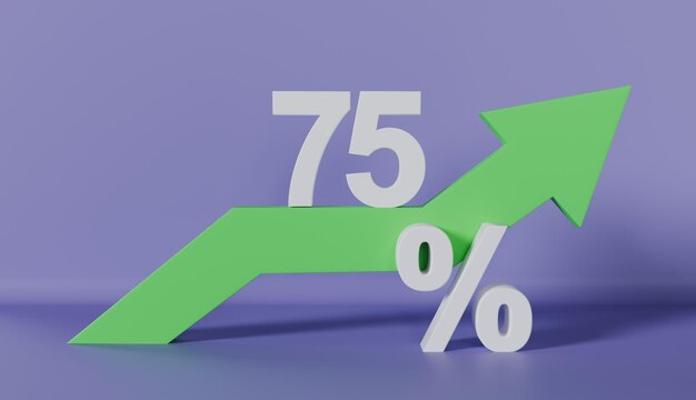 Zdjęcie koncepcja biznesowa 75 procent na tle pastelowym