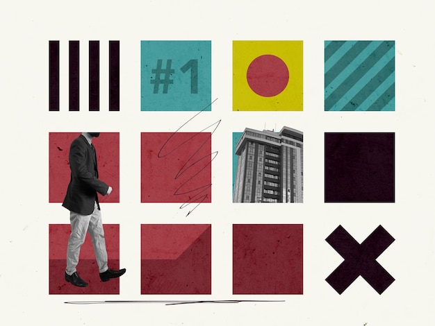 Koncepcja biznesowa Kreatywna sztuka Collage Poster Karta pocztowa Nowoczesna tekstura Tło Przestrzeń do kopiowania