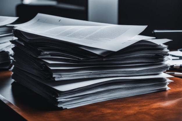 Koncepcja biznesowa stos papierów na stole z dokumentami koncepcja biznesowa zestaw papierów na
