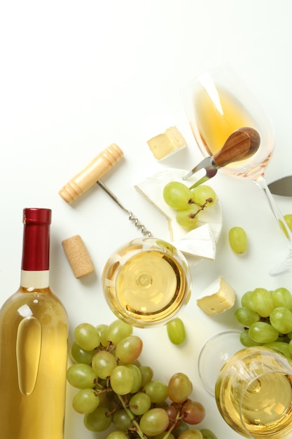 Koncepcja Degustacji Białego Wina Na Białym Tle