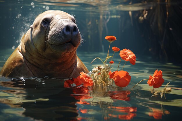 Zdjęcie koncepcja dnia doceniania manatee