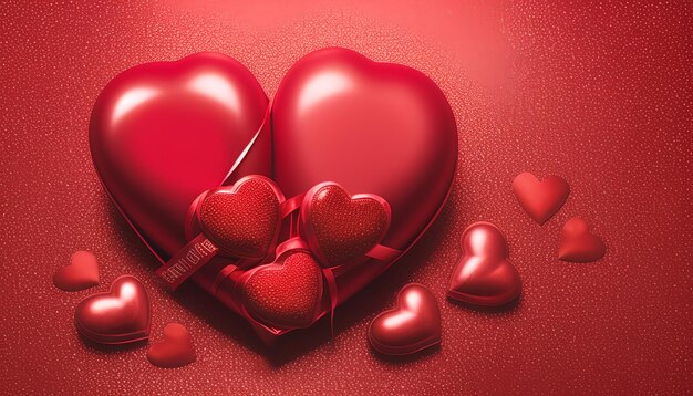 Koncepcja Dnia Walentynek Czerwone serca na jasnym, błyszczącym tle