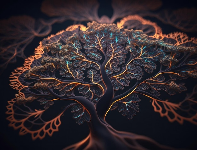 Zdjęcie koncepcja drzewa świata yggdrasil stworzona przy użyciu technologii generative ai